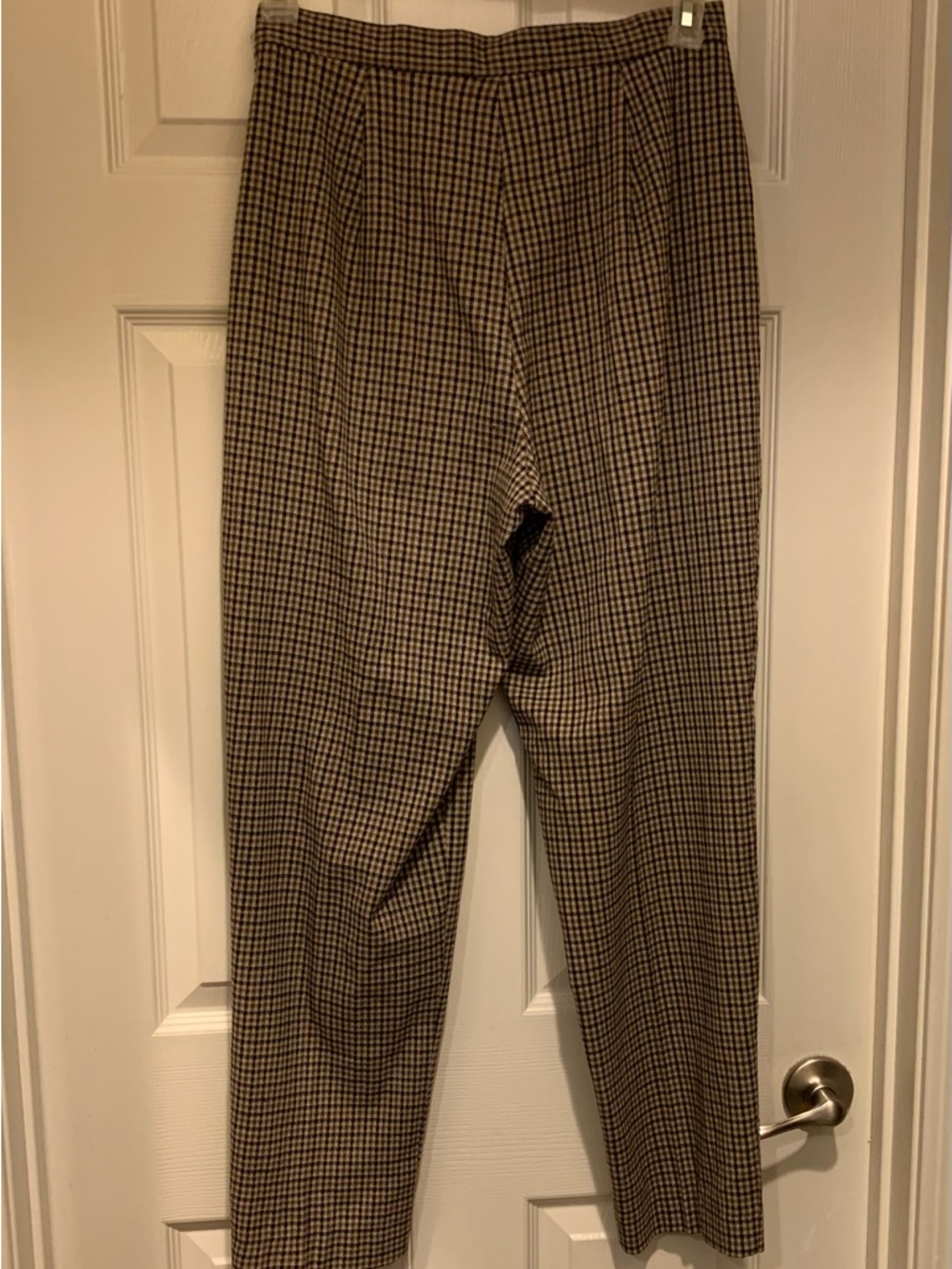 Women’s High-Waist Houndstooth Trousers - Tan & Black, Size 10 - Picture 2 of 7
